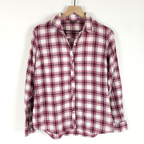 Eddie Bauer Shirt Womens SIZE S Red Plaid Button Down Long Sleeve Cotton Trendy - Picture 3 of 14
